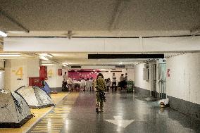 Israelis Shelter Underground Parking Lot - Tel Aviv