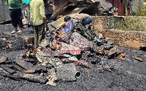 5 Residential Structures calcined After A Massive Fire In Kashmir - India