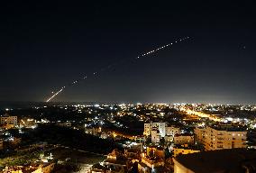 Traces of Missiles from Iran Against Israel - Nablus