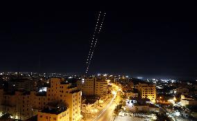 Traces of Missiles from Iran Against Israel - Nablus