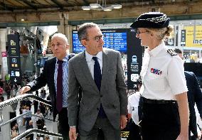 Bruno Retailleau Visits To Gare Du Nord Railway Station - Paris