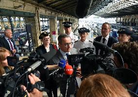 Bruno Retailleau Visits To Gare Du Nord Railway Station - Paris