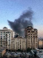 Smoke Rises After Israeli Strike on State Media Building - Iran