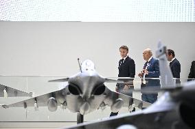 President Macron Visit To Dassault Aviation stand At Paris Air Show - Le Bourget