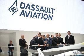 President Macron Visit To Dassault Aviation stand At Paris Air Show - Le Bourget