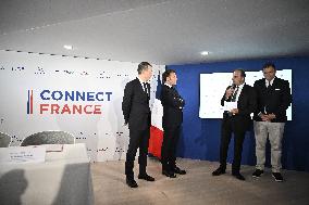 President Macron at Air France-KLM and Groupe ADP Partnership Signing at Paris Air Show - Le Bourget
