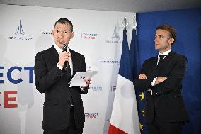 President Macron at Air France-KLM and Groupe ADP Partnership Signing at Paris Air Show - Le Bourget