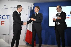 President Macron at Air France-KLM and Groupe ADP Partnership Signing at Paris Air Show - Le Bourget