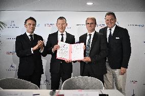 President Macron at Air France-KLM and Groupe ADP Partnership Signing at Paris Air Show - Le Bourget
