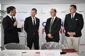 President Macron at Air France-KLM and Groupe ADP Partnership Signing at Paris Air Show - Le Bourget
