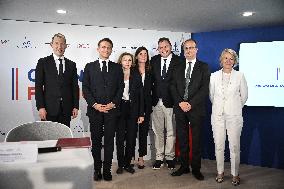 President Macron at Air France-KLM and Groupe ADP Partnership Signing at Paris Air Show - Le Bourget