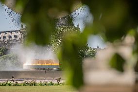 The Olympic Cauldron  at the Tuileries Garden - Paris