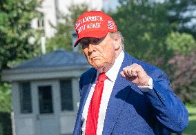 Trump Returns to the White House from Bedminster, NJ