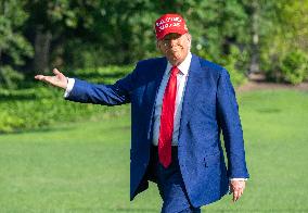 Trump Returns to the White House from Bedminster, NJ