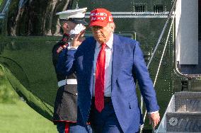 Trump Returns to the White House from Bedminster, NJ