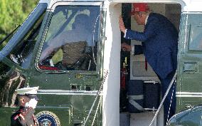 Trump Returns to the White House from Bedminster, NJ