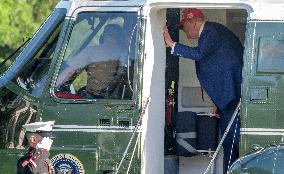 Trump Returns to the White House from Bedminster, NJ