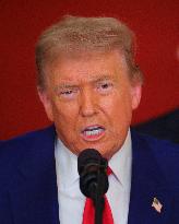 U.S. President Donald Trump delivers an address to the nation at the White House in Washington, following U.S. strikes on Iran's