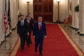 U.S. President Donald Trump delivers an address to the nation at the White House in Washington, following U.S. strikes on Iran's