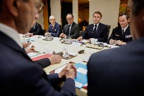 French President Emmanuel Macron Attends A National Security Meeting - Paris