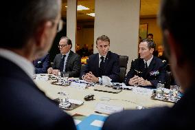 French President Emmanuel Macron Attends A National Security Meeting - Paris