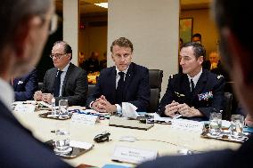 French President Emmanuel Macron Attends A National Security Meeting - Paris