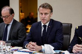French President Emmanuel Macron Attends A National Security Meeting - Paris
