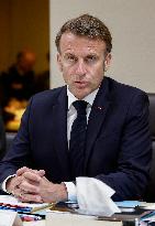 French President Emmanuel Macron Attends A National Security Meeting - Paris