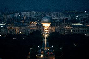 Paris 2024 Olympic cauldron from the top of the Arc de Triomphe - Paris AJ