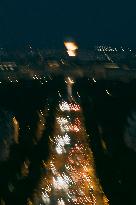 Paris 2024 Olympic cauldron from the top of the Arc de Triomphe - Paris AJ