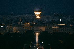 Paris 2024 Olympic cauldron from the top of the Arc de Triomphe - Paris AJ