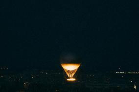 Paris 2024 Olympic cauldron from the top of the Arc de Triomphe - Paris AJ