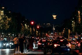 Paris 2024 Olympic cauldron from the top of the Arc de Triomphe - Paris AJ