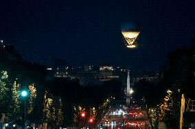 Paris 2024 Olympic cauldron from the top of the Arc de Triomphe - Paris AJ