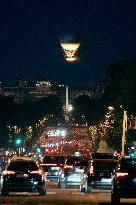Paris 2024 Olympic cauldron from the top of the Arc de Triomphe - Paris AJ