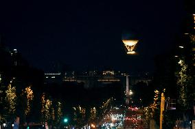 Paris 2024 Olympic cauldron from the top of the Arc de Triomphe - Paris AJ