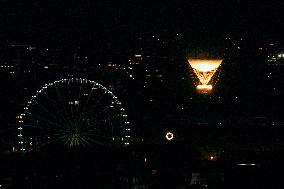 Paris 2024 Olympic cauldron from the top of the Arc de Triomphe - Paris AJ