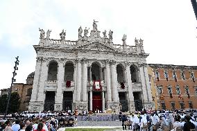 Pope Francis Celebrates The Corpus Christi Mass - Rome