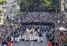 Pope Francis Celebrates The Corpus Christi Mass - Rome