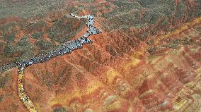 Danxia Landform In The Rain - China