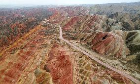 Danxia Landform In The Rain - China
