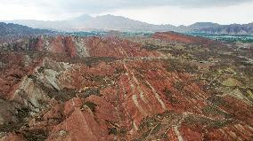 Danxia Landform In The Rain - China