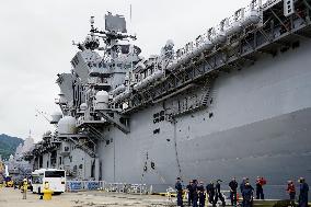 U.S. Navy deploys amphibious assault ship at Sasebo base