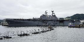 U.S. Navy deploys amphibious assault ship at Sasebo base