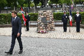 Emmanuel Macron at wreath-laying ceremony in Oslo FA