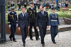 Emmanuel Macron at wreath-laying ceremony in Oslo FA