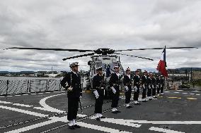 Emmanuel Macron visits the Normandie Frigate in Oslo FA