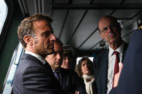 Emmanuel Macron visits the Normandie Frigate in Oslo FA