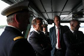 Emmanuel Macron visits the Normandie Frigate in Oslo FA