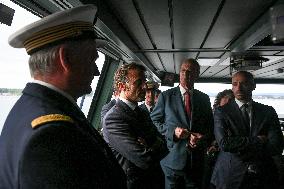 Emmanuel Macron visits the Normandie Frigate in Oslo FA